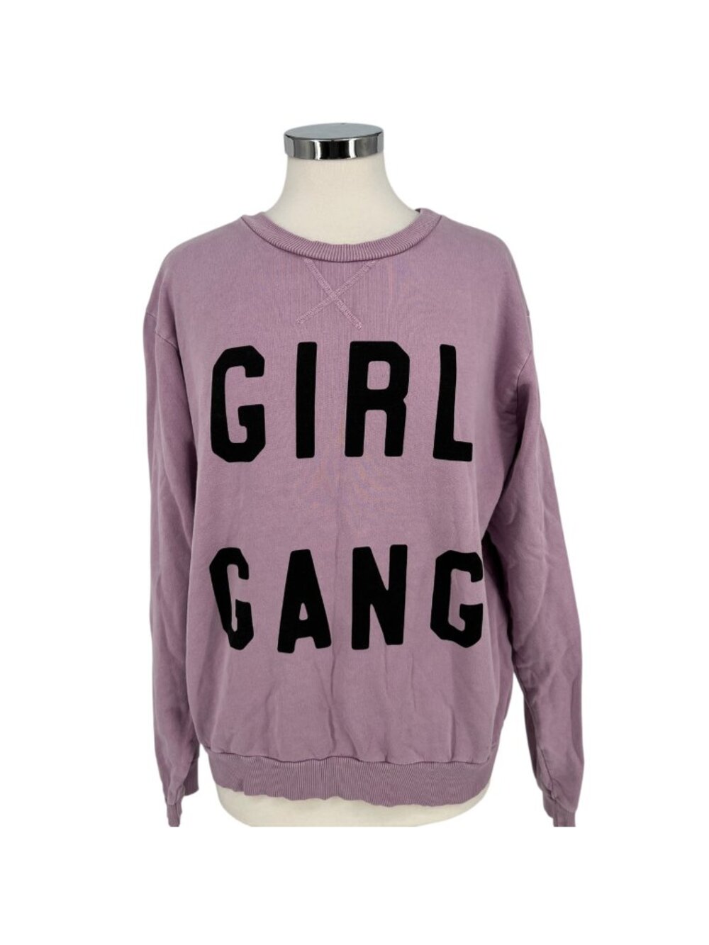 Jean + June Girl Gang Lavender Purple Cotton Sweatshirt Graphic Size Large